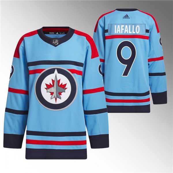 Mens Winnipeg Jets #9 Alex Iafallo Light Blue Anniversary Primegreen Stitched Jersey Dzhi